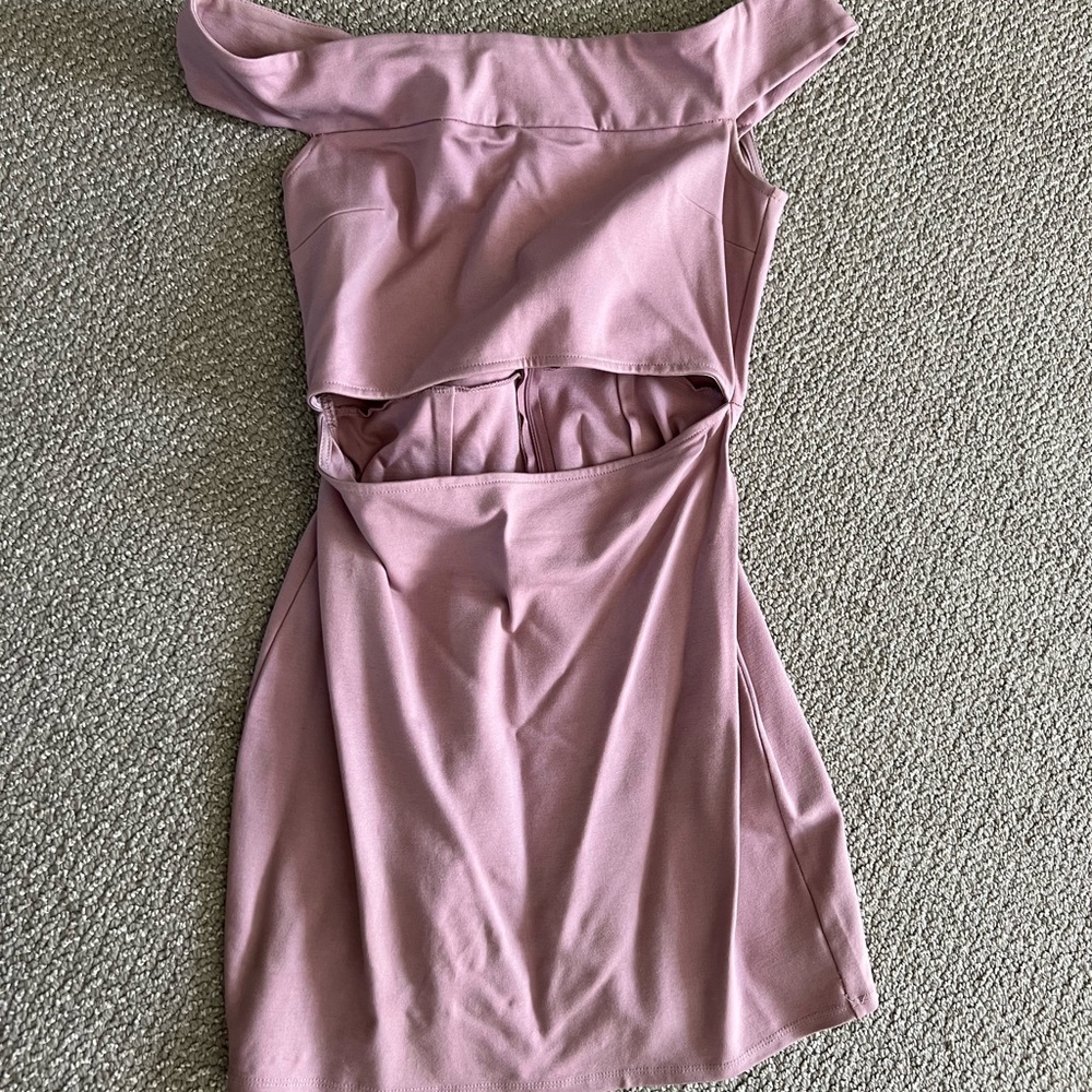 Off the shoulder mini dress with slit